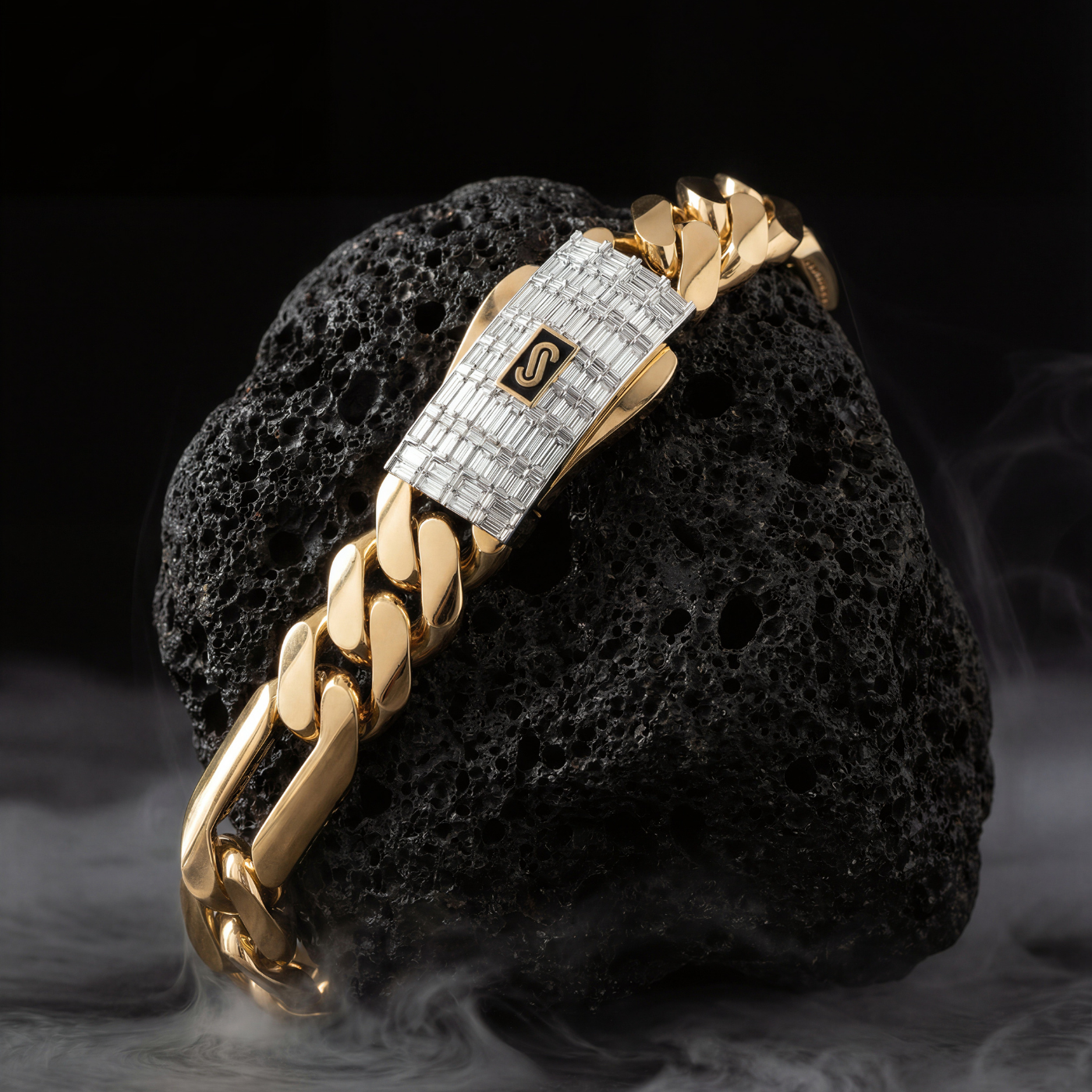 Men's Bracelet - Monaco Chain FIGARO Baguette Lock