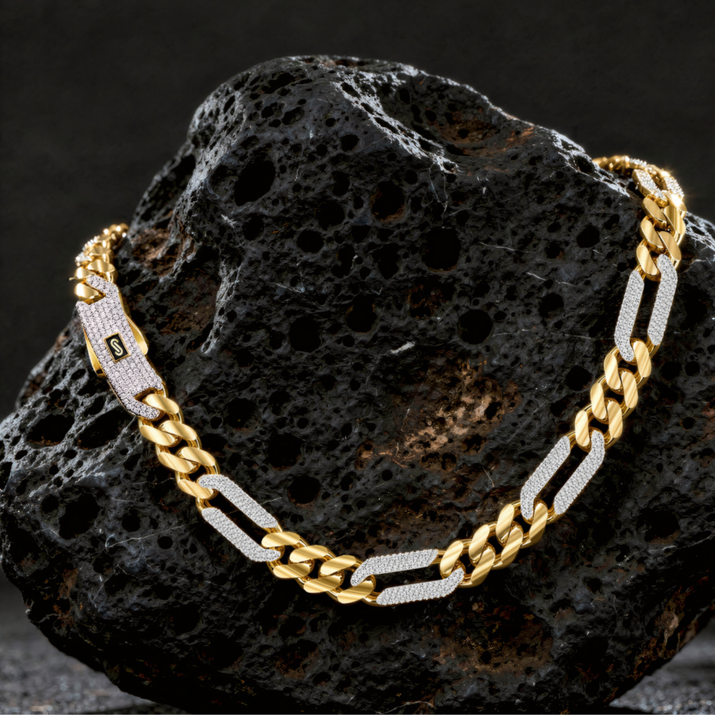 Men's Necklace - Monaco Chain FIGARO Alternate Pavé