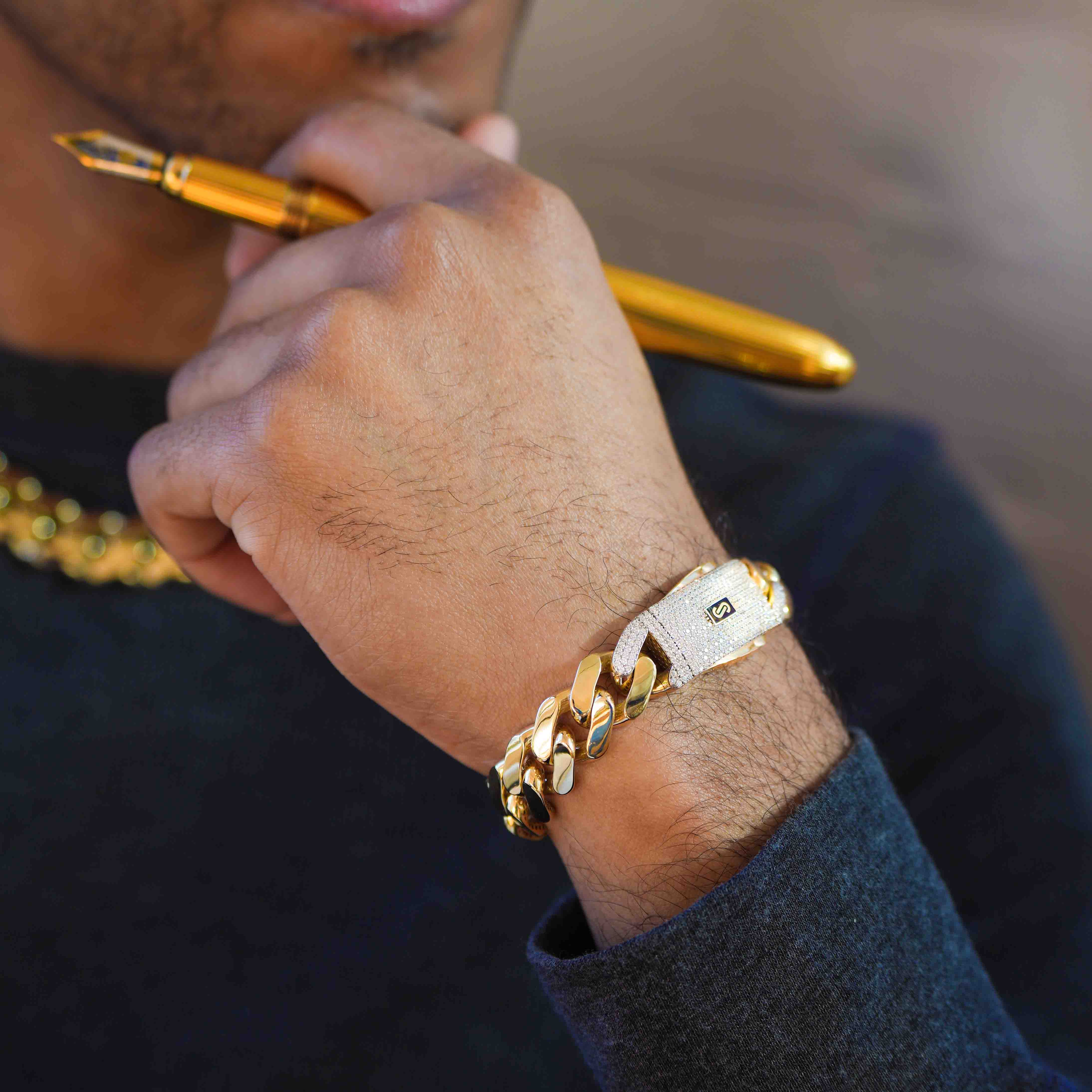 Pulsera De Hombre - Monaco Chain CLASSIC Pavé Lock