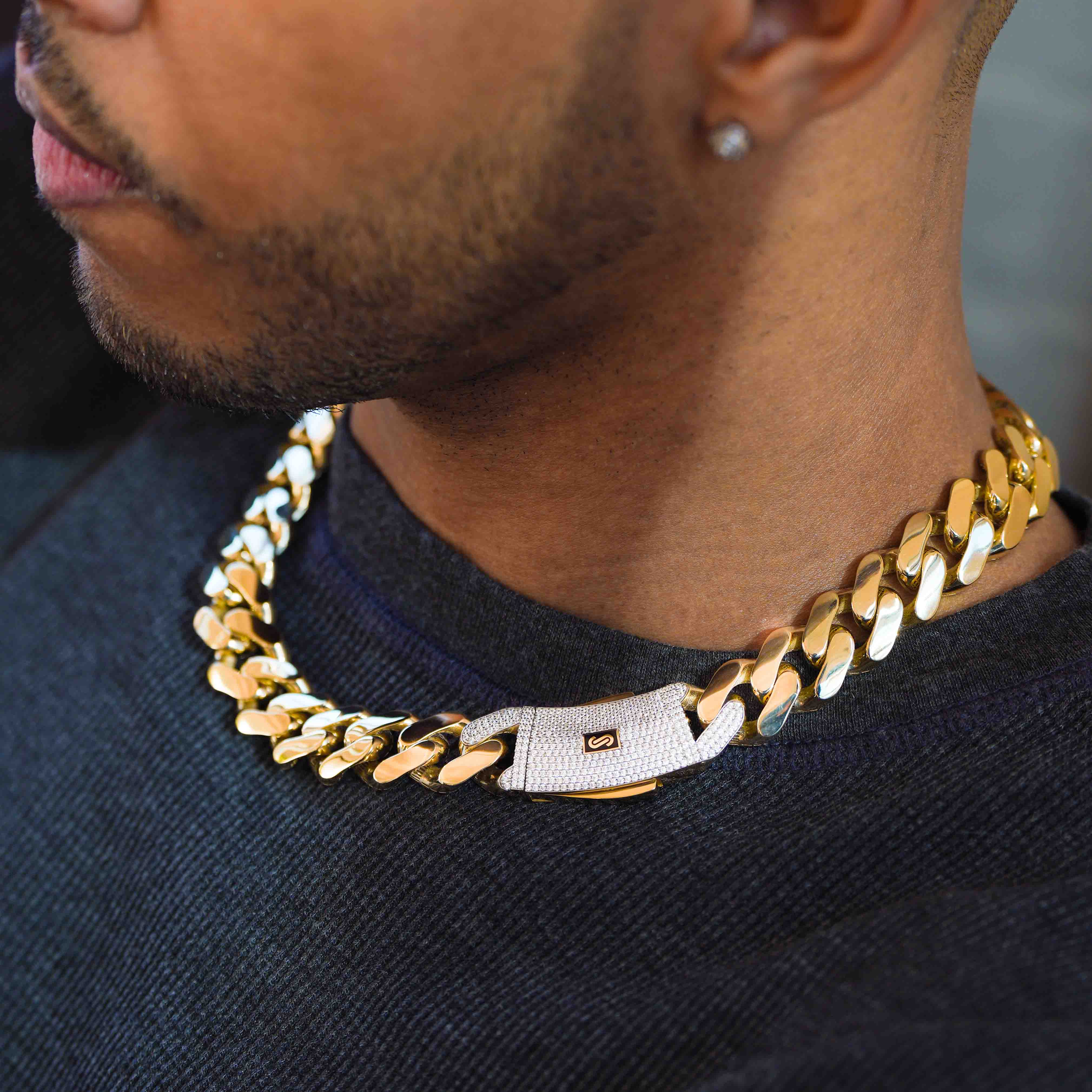 Collar de hombre - Monaco Chain CLASSIC Pavé Lock