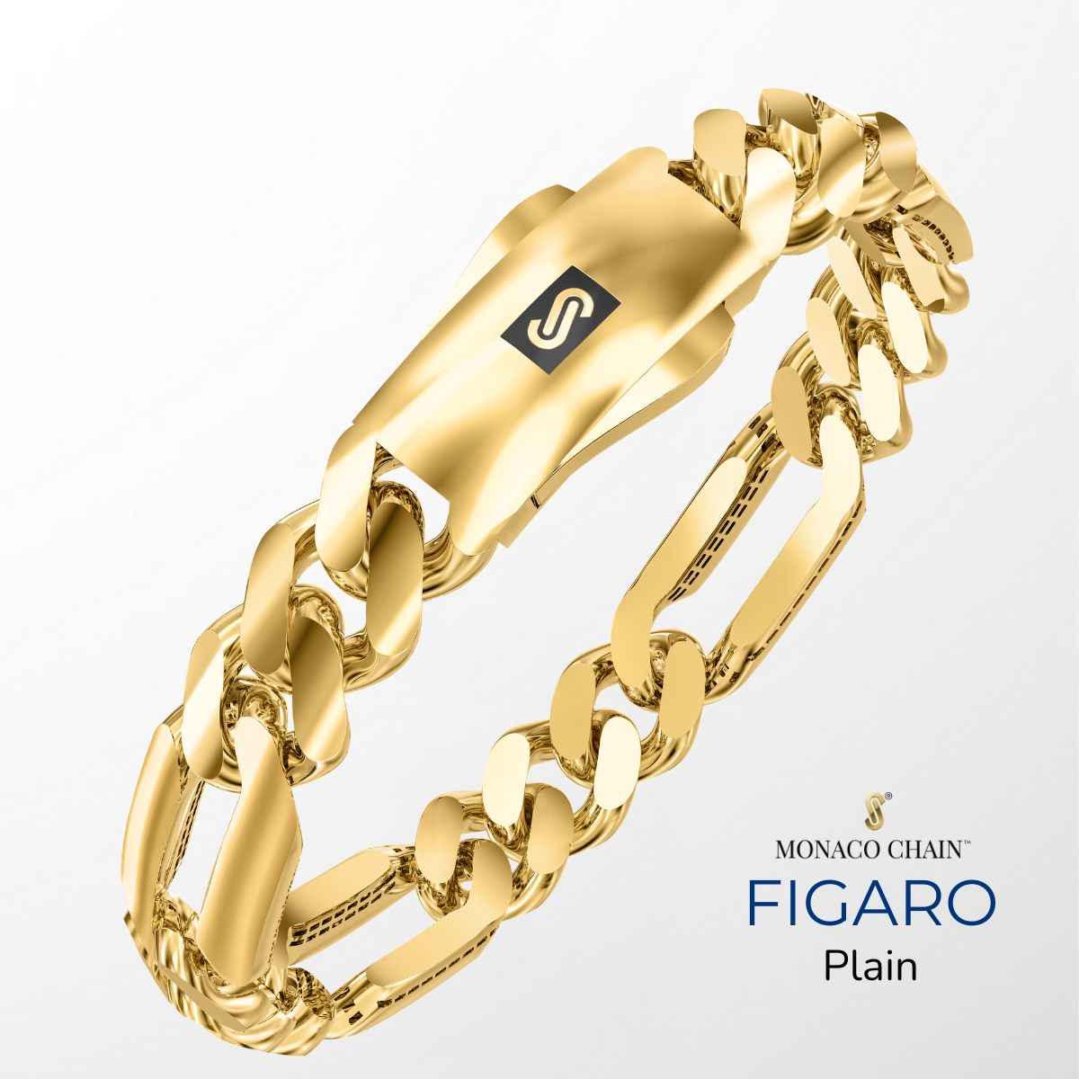 Men's Bracelet - Monaco Chain FIGARO Plain