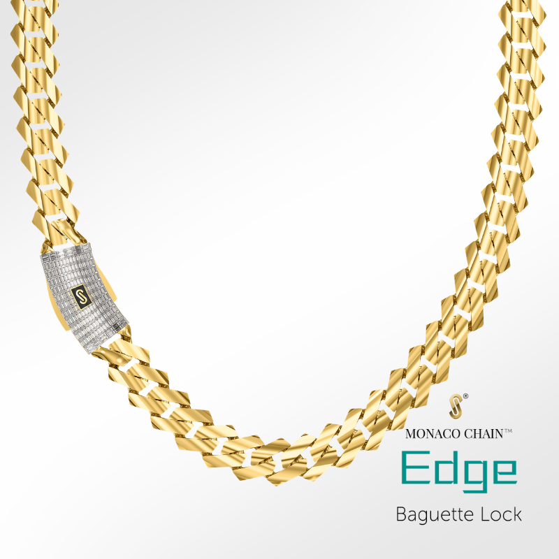 Women's Necklace/Choker - Monaco Chain EDGE Baguette Lock
