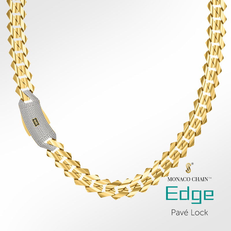 Women's Necklace/Choker - Monaco Chain EDGE Pavé Lock