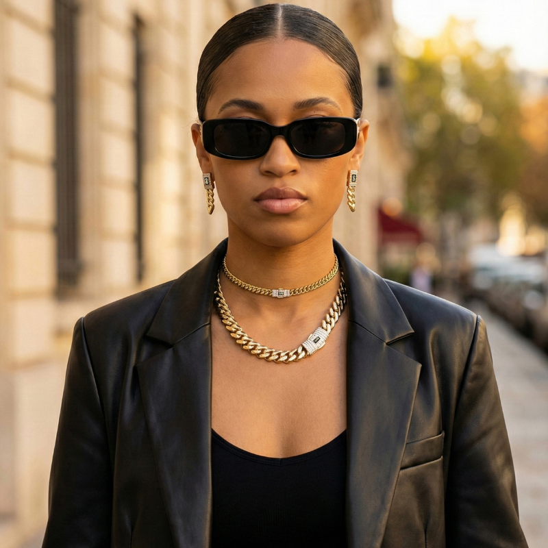 Collar/Gargantilla De Mujer - Monaco Chain CLASSIC Baguette Lock