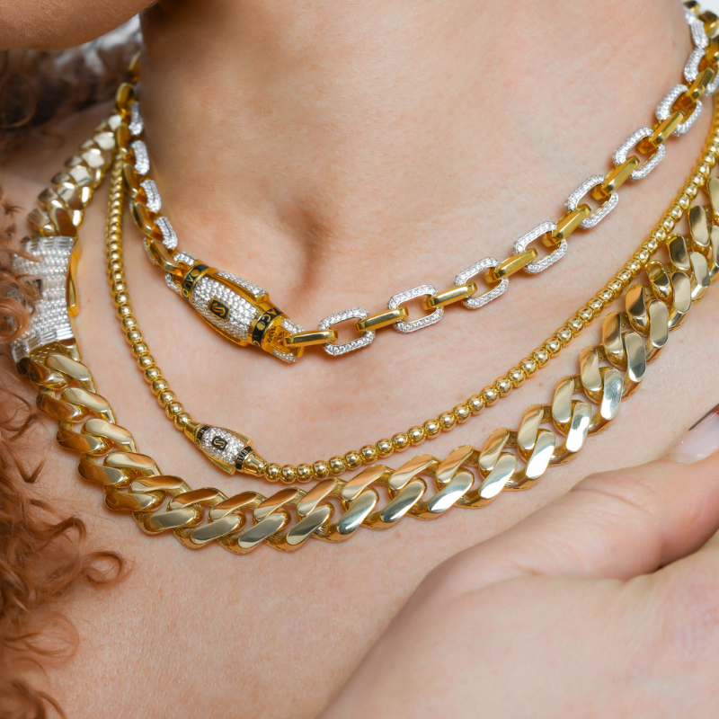 Women's Necklace/Choker - Monaco Chain CLASSIC Baguette Lock