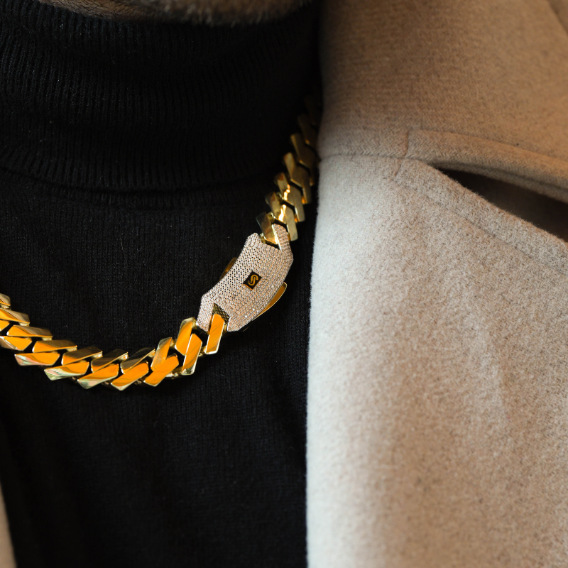 Collar de hombre - Monaco Chain EDGE Pavé Lock