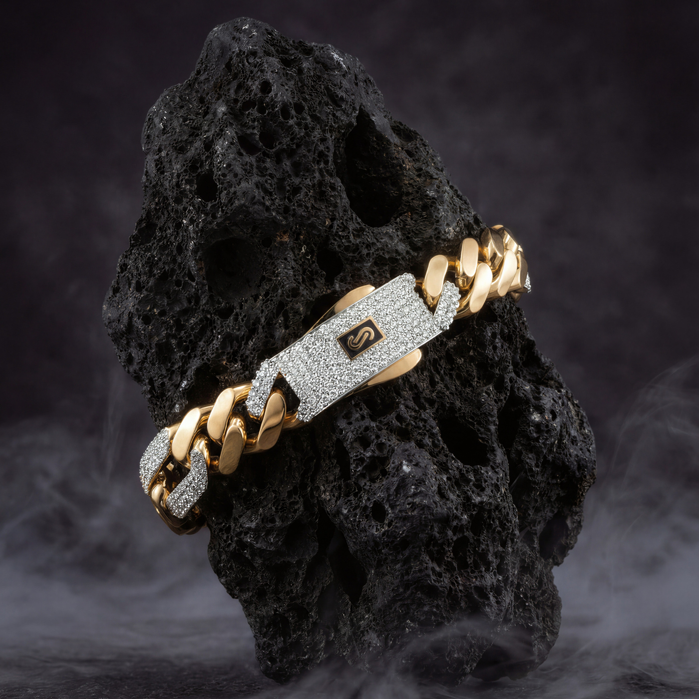 Men's Bracelet- Monaco Chain FIGARO Alternate Pavé
