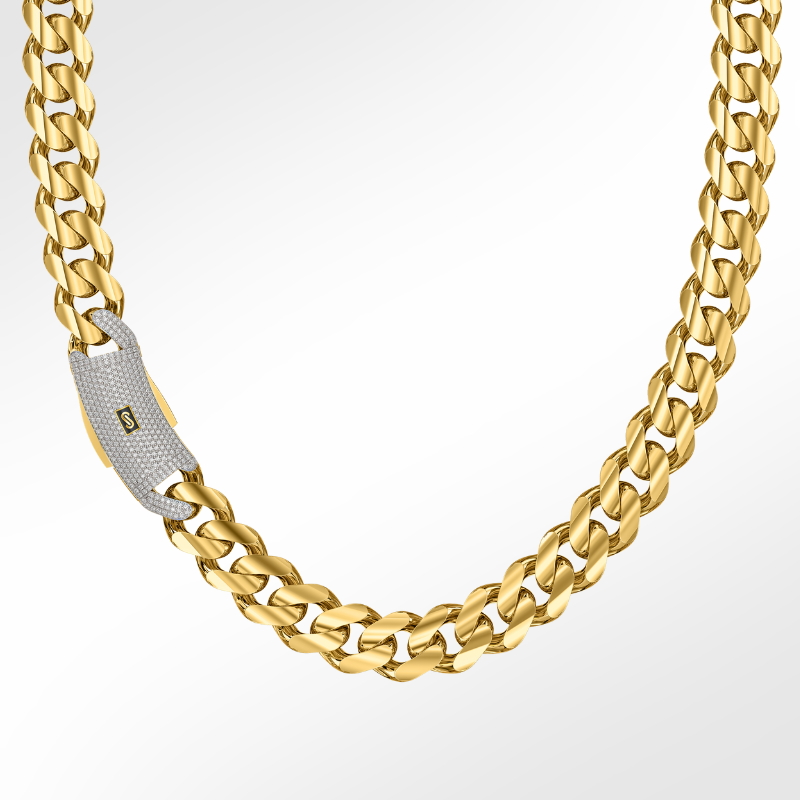 Women's Necklace/Choker - Monaco Chain CLASSIC Pavé Lock