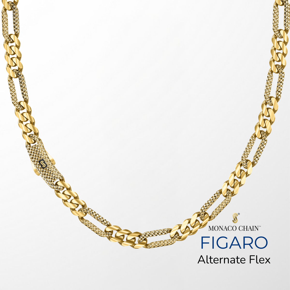 Men's Necklace - Monaco Chain FIGARO Alternate Flex