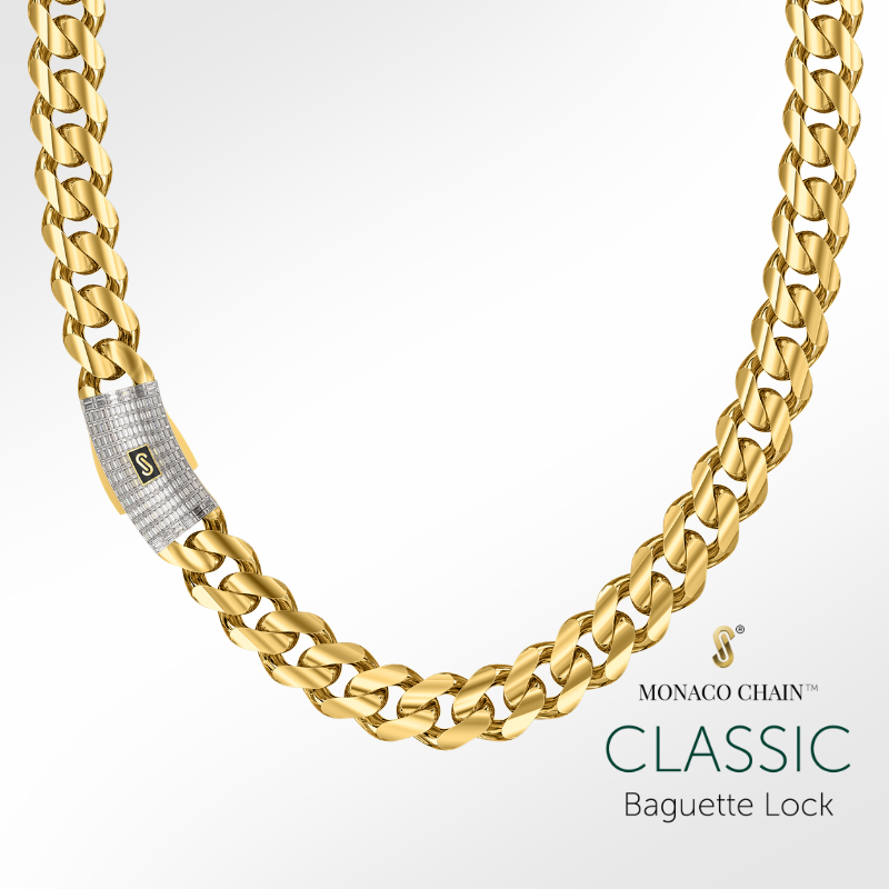 Men's Necklace - Monaco Chain CLASSIC Baguette Lock