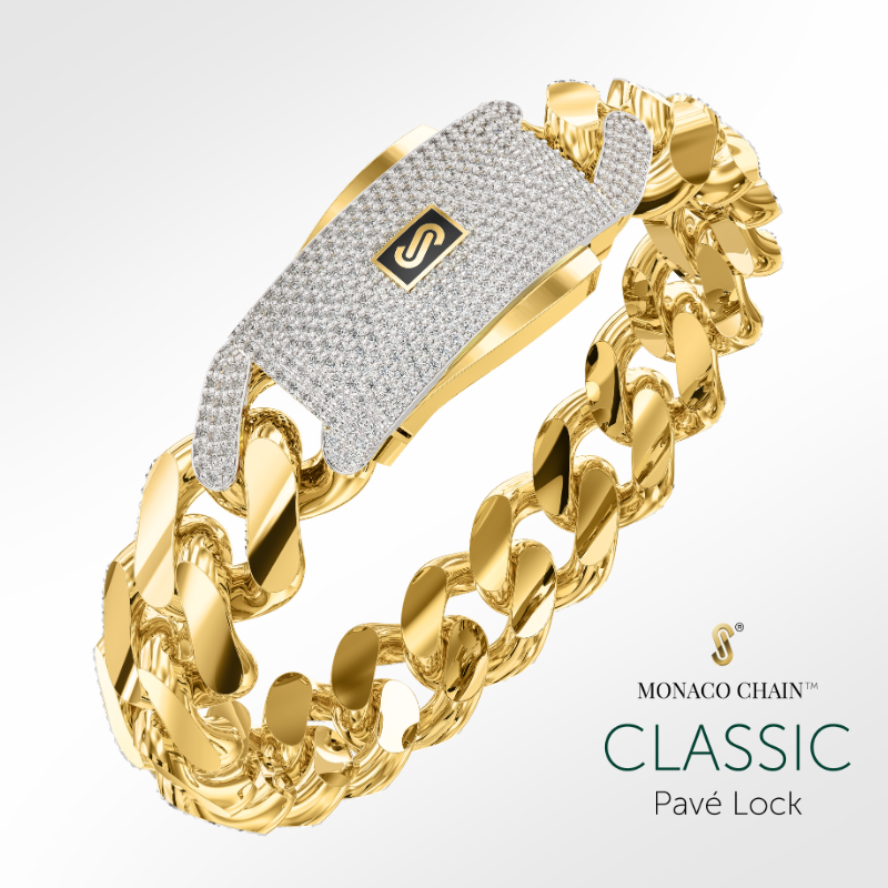 Men's Bracelet - Monaco Chain CLASSIC Pavé Lock