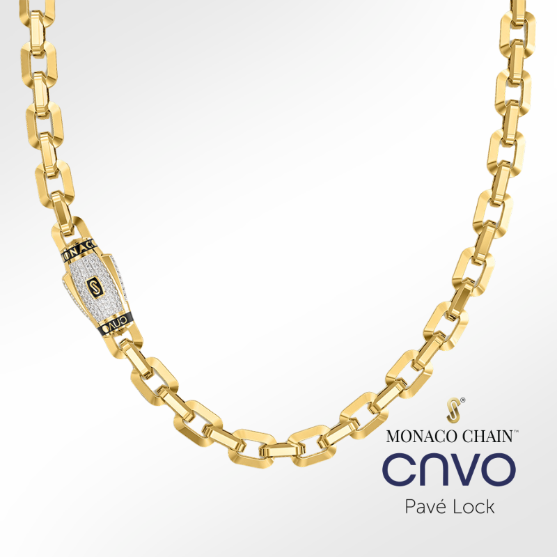 Men's Necklace - Monaco Chain CAVO Pavé Lock