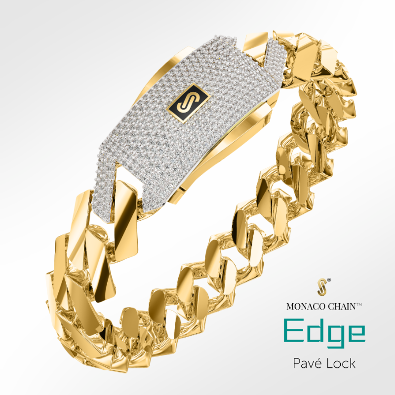 Men's Bracelet - Monaco Chain EDGE Pavé Lock