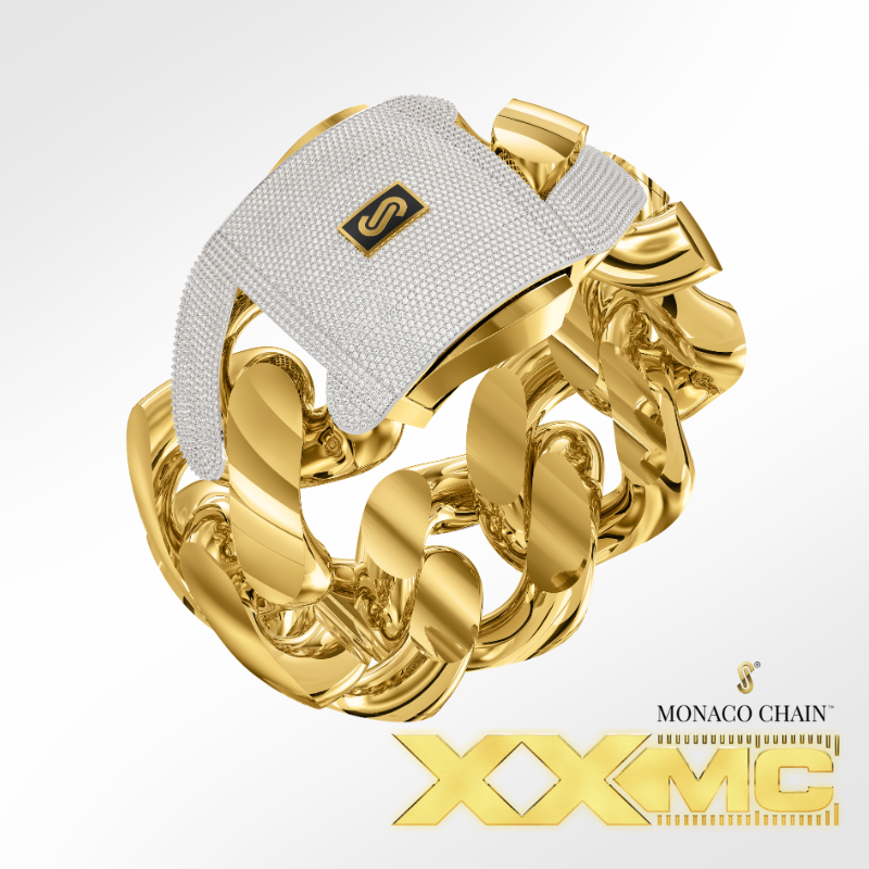 Men's Bracelet - Monaco Chain CLASSIC Pavé Lock - 50mm (XXMC)