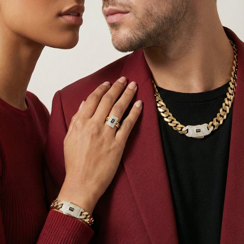 Collar de hombre - Monaco Chain CLASSIC Pavé Lock