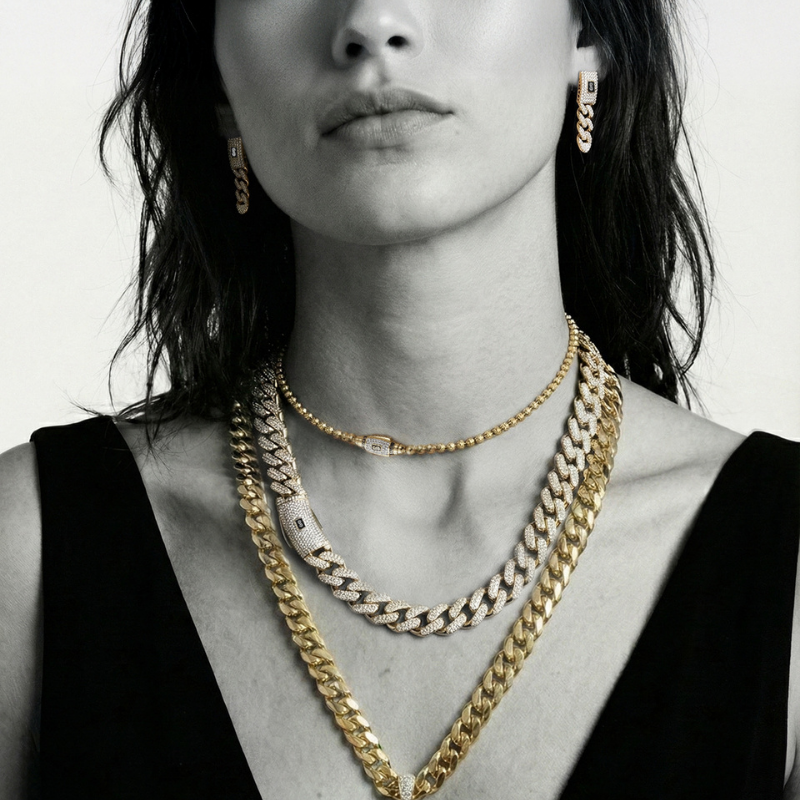 Aretes - Monaco Chain CLASSIC Full Pavé