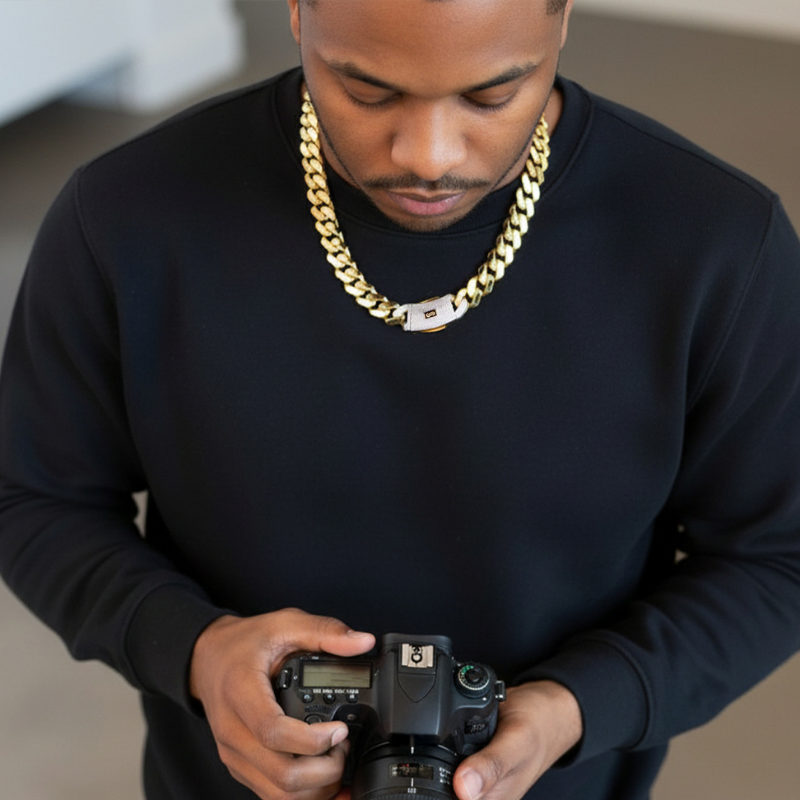 Collar de hombre - Monaco Chain CLASSIC Pavé Lock