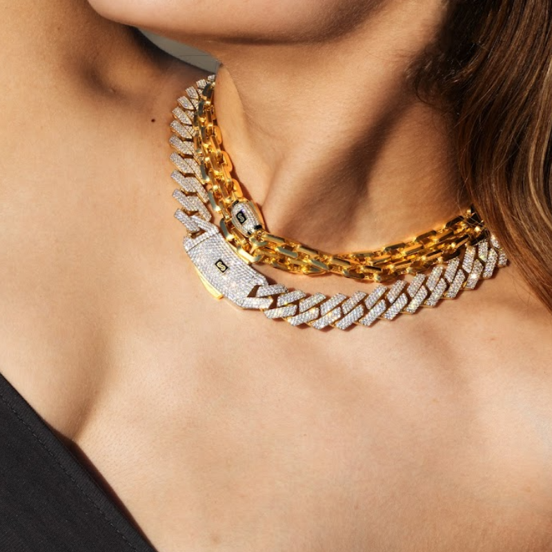 Women's Necklace/Choker - Monaco Chain CAVO Pavé Lock