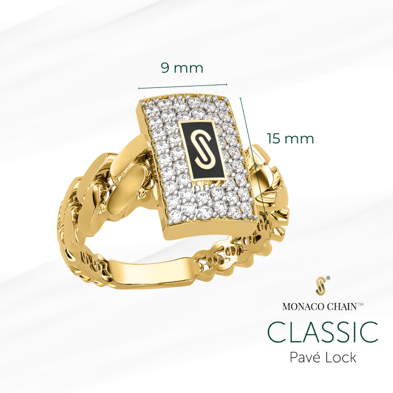 Women's Ring - Monaco Chain CLASSIC Pavé Lock