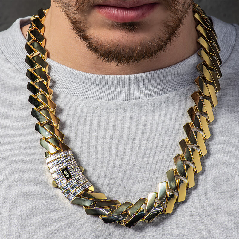 Men's Necklace - Monaco Chain EDGE Baguette Lock