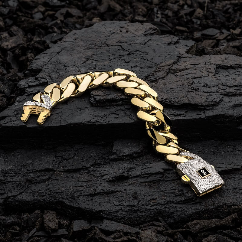 Men's Bracelet - Monaco Chain CLASSIC Pavé Lock