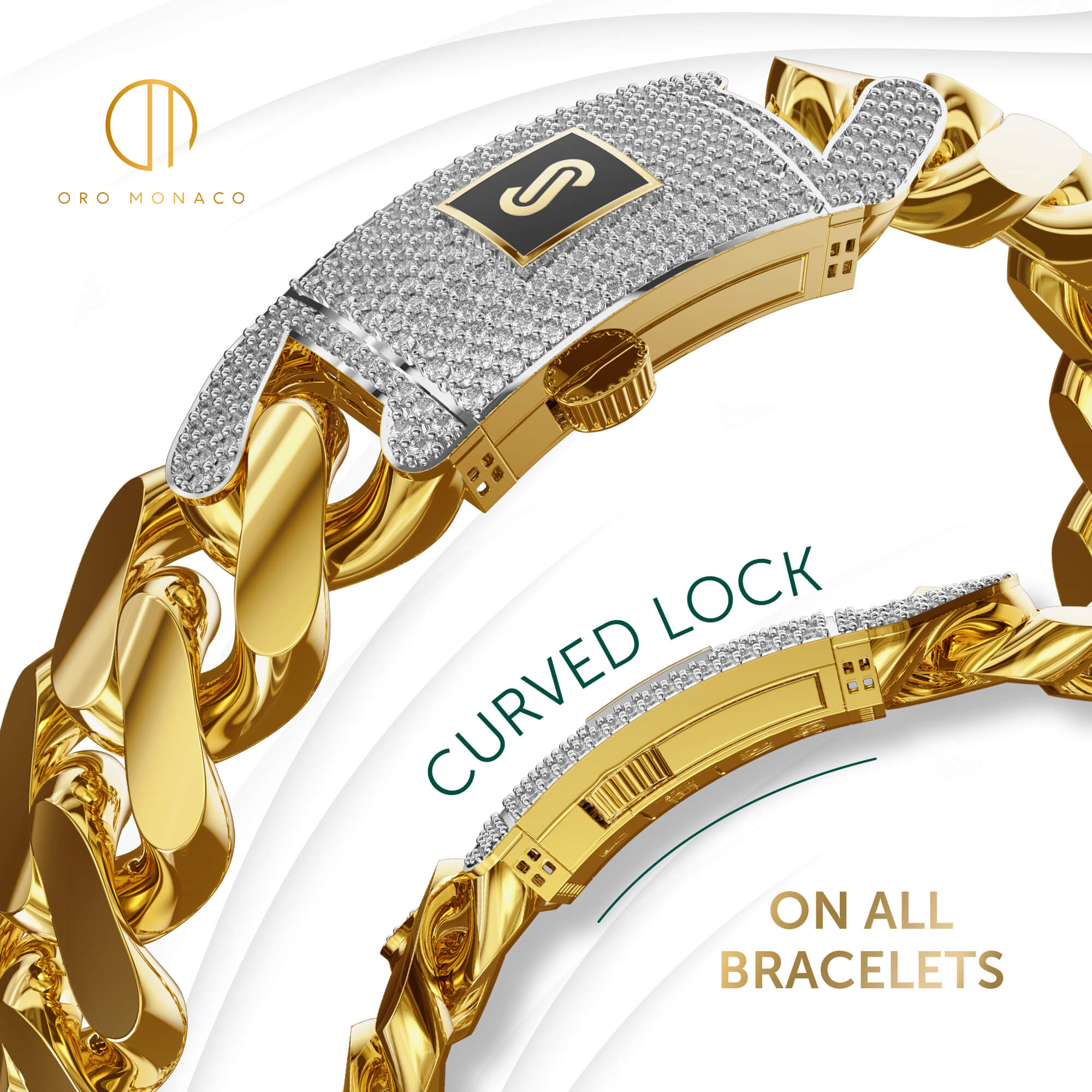 Men's Bracelet - Monaco Chain CLASSIC Pavé Lock