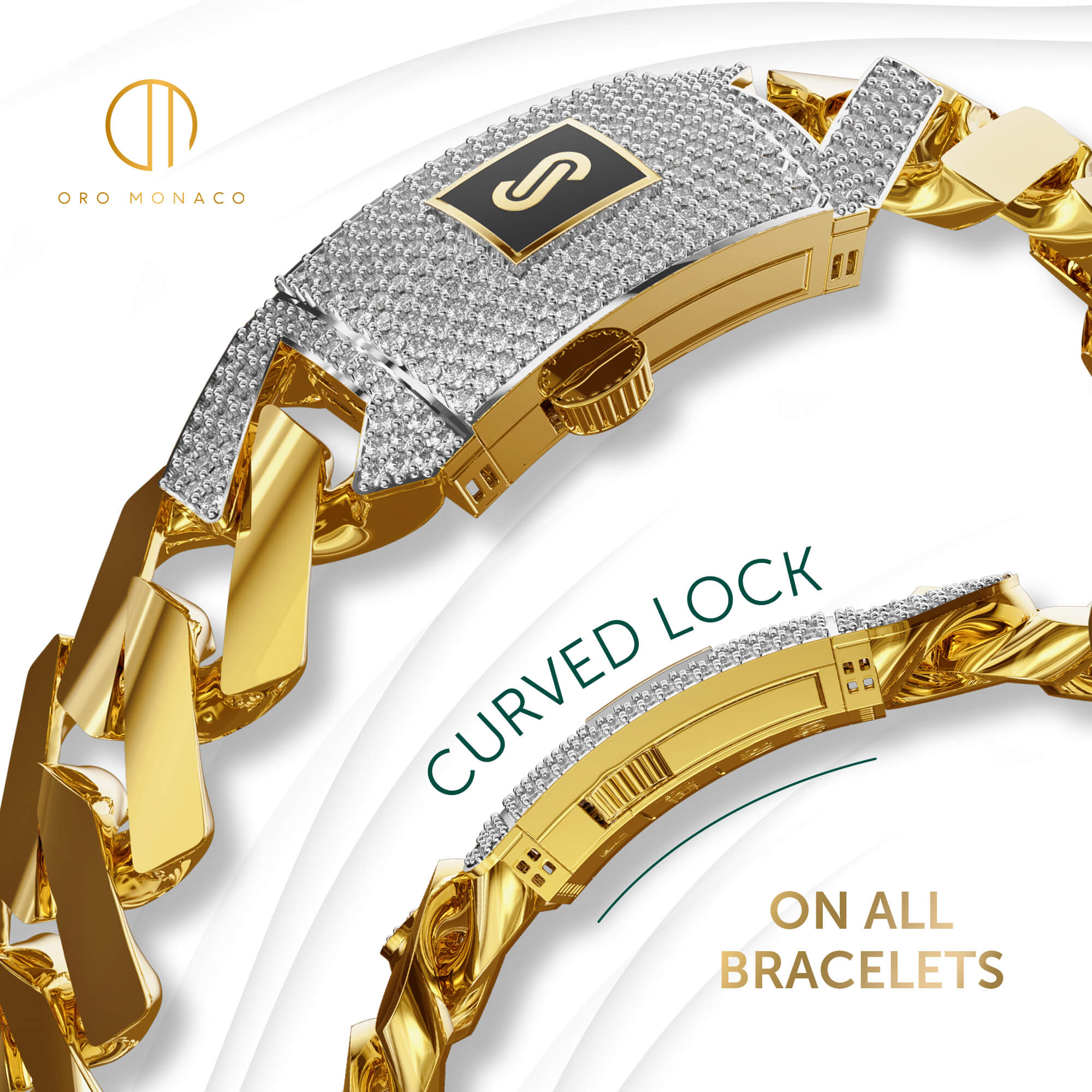 Women's Bracelet - Monaco Chain EDGE Pavé Lock